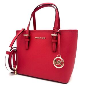 Michael Kors Jet Set Travel Extra-Small Top Zip Tote Bag Red